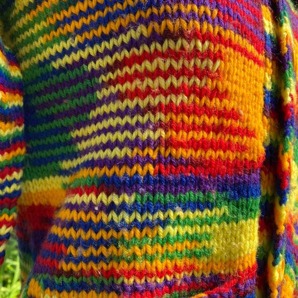 Vintage Handmade Rainbow Knit Cardigan, Pride Swe… - image 3