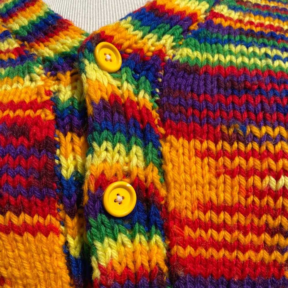 Vintage Handmade Rainbow Knit Cardigan, Pride Swe… - image 4