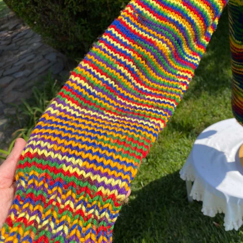 Vintage Handmade Rainbow Knit Cardigan, Pride Swe… - image 5