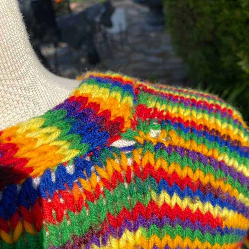 Vintage Handmade Rainbow Knit Cardigan, Pride Swe… - image 6