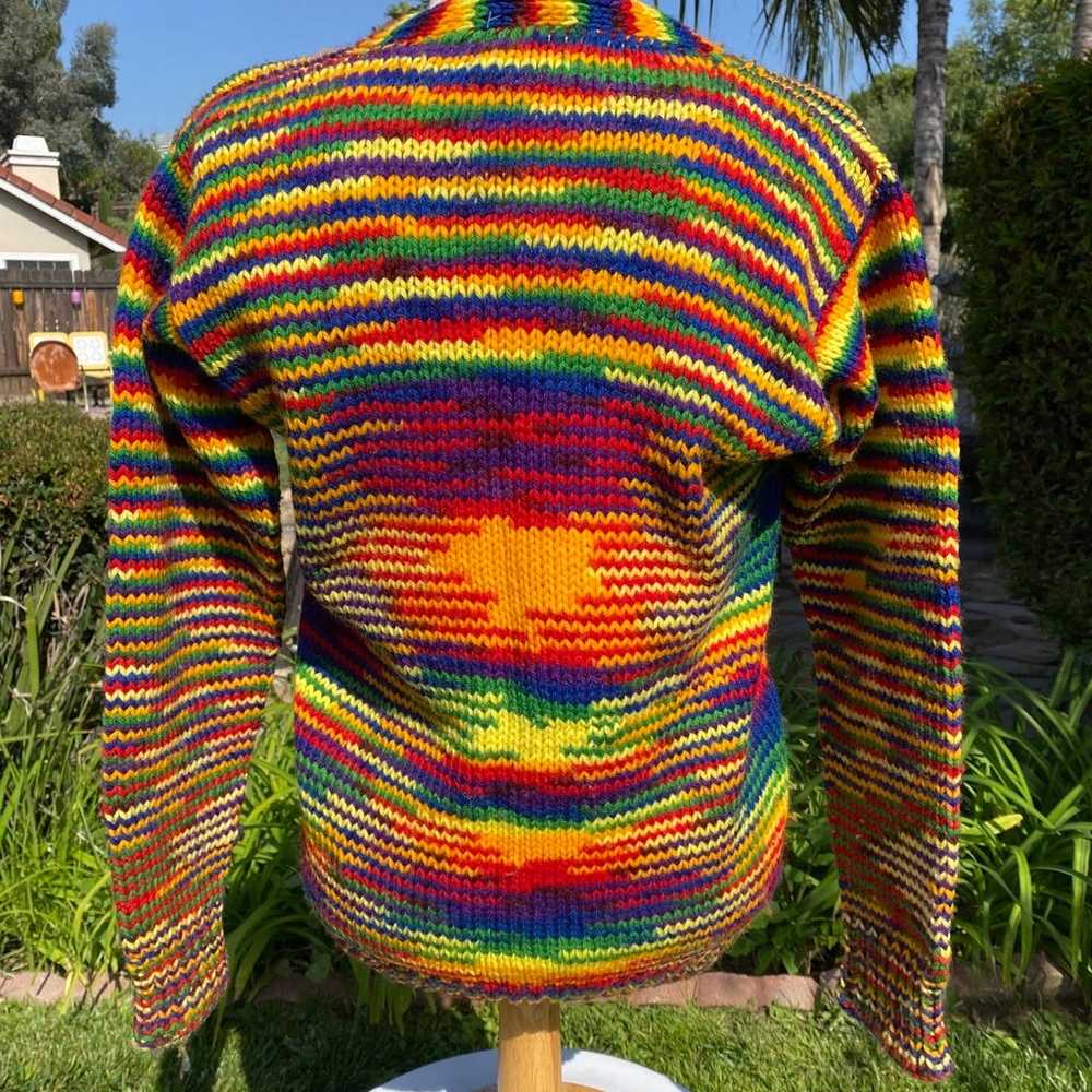 Vintage Handmade Rainbow Knit Cardigan, Pride Swe… - image 7