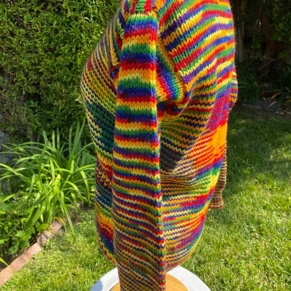 Vintage Handmade Rainbow Knit Cardigan, Pride Swe… - image 8