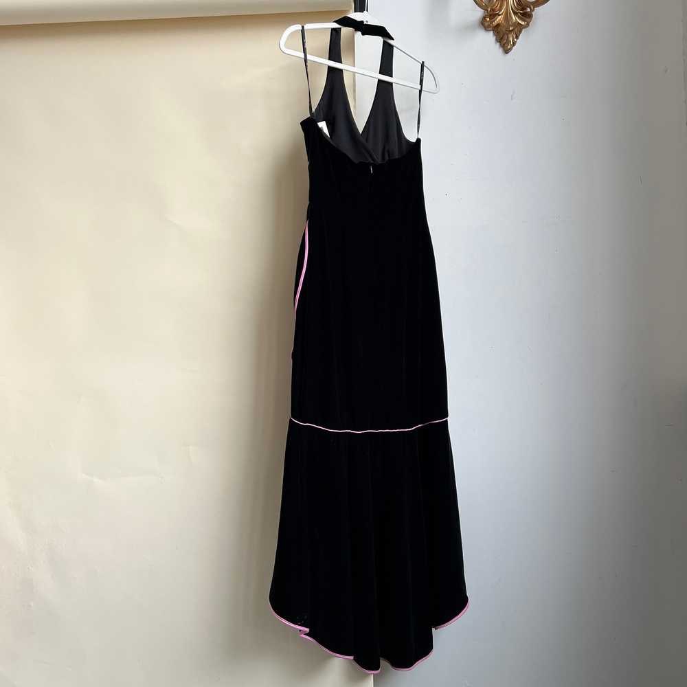 Vintage 90s Black velvet ruffle maxi dress (L) - image 4