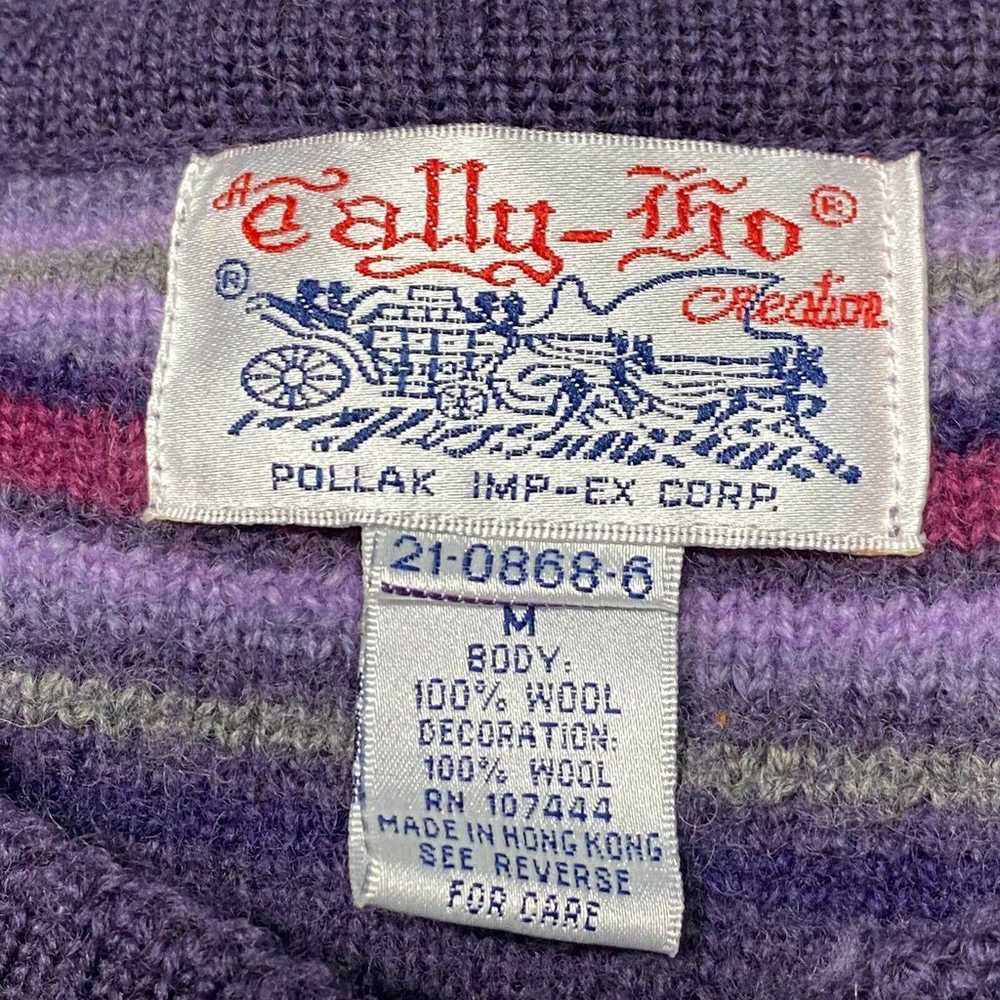 Vintage 80s Tally Ho Womens Wool Button Up Purple… - image 5
