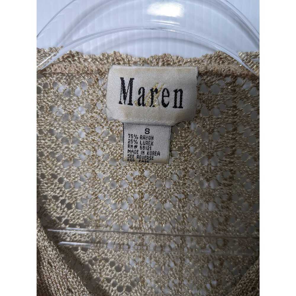 Vintage 80's Maren Gold Mettalic Crochet V Neck C… - image 3