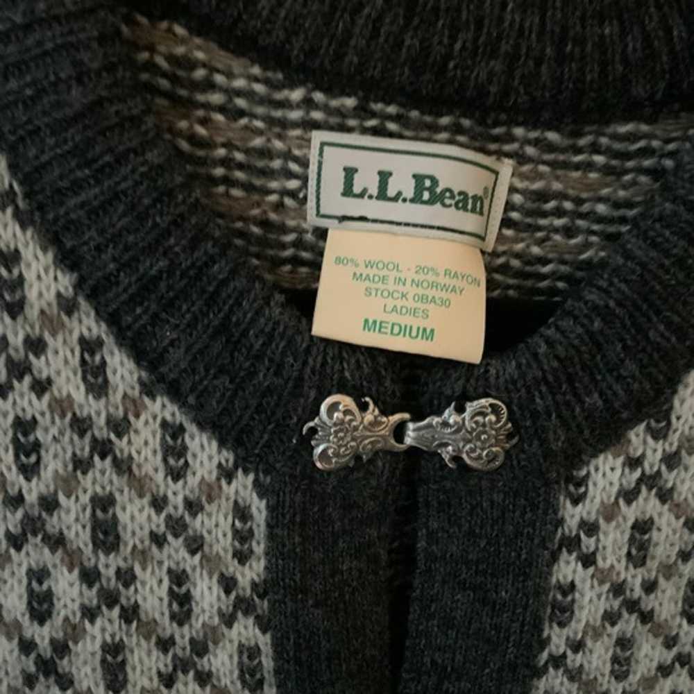 Vintage LL Bean Norwegian Wool Birdseye Cardigan … - image 3