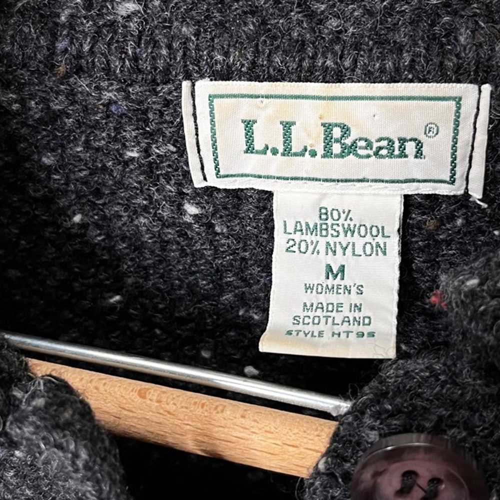 Vintage L.L. Bean Gray and Black Lambswool Knit C… - image 2