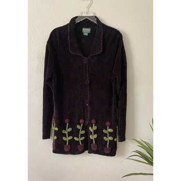 Vintage Papy Boez Black Knitted Sweater Cardigan … - image 1