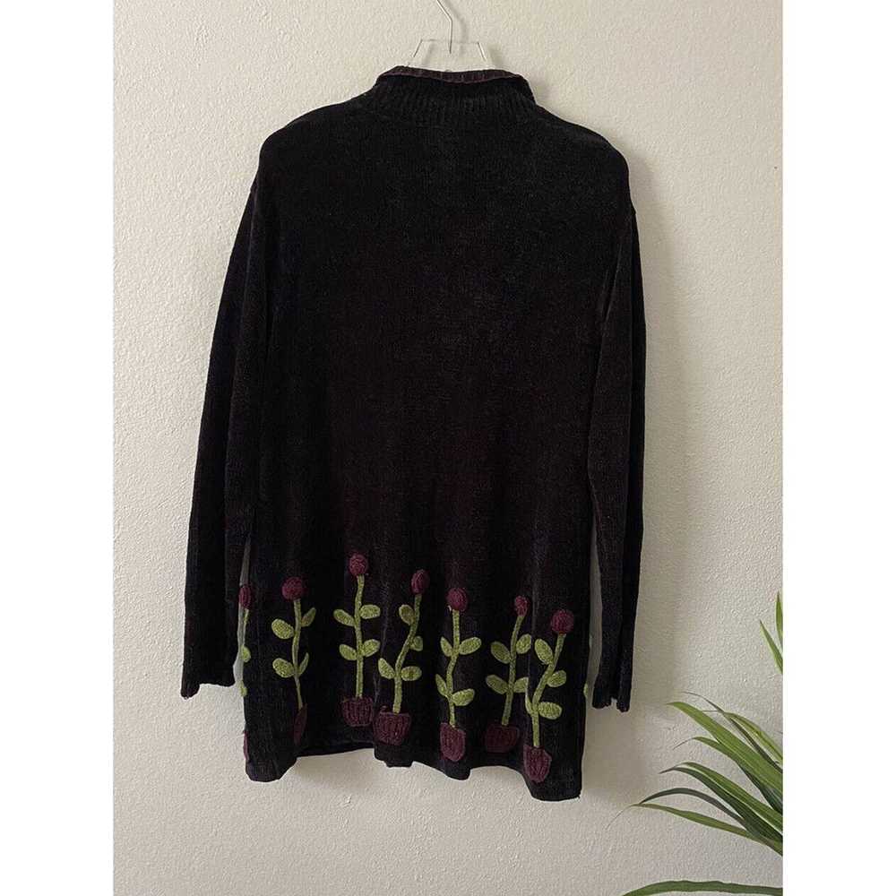 Vintage Papy Boez Black Knitted Sweater Cardigan … - image 2