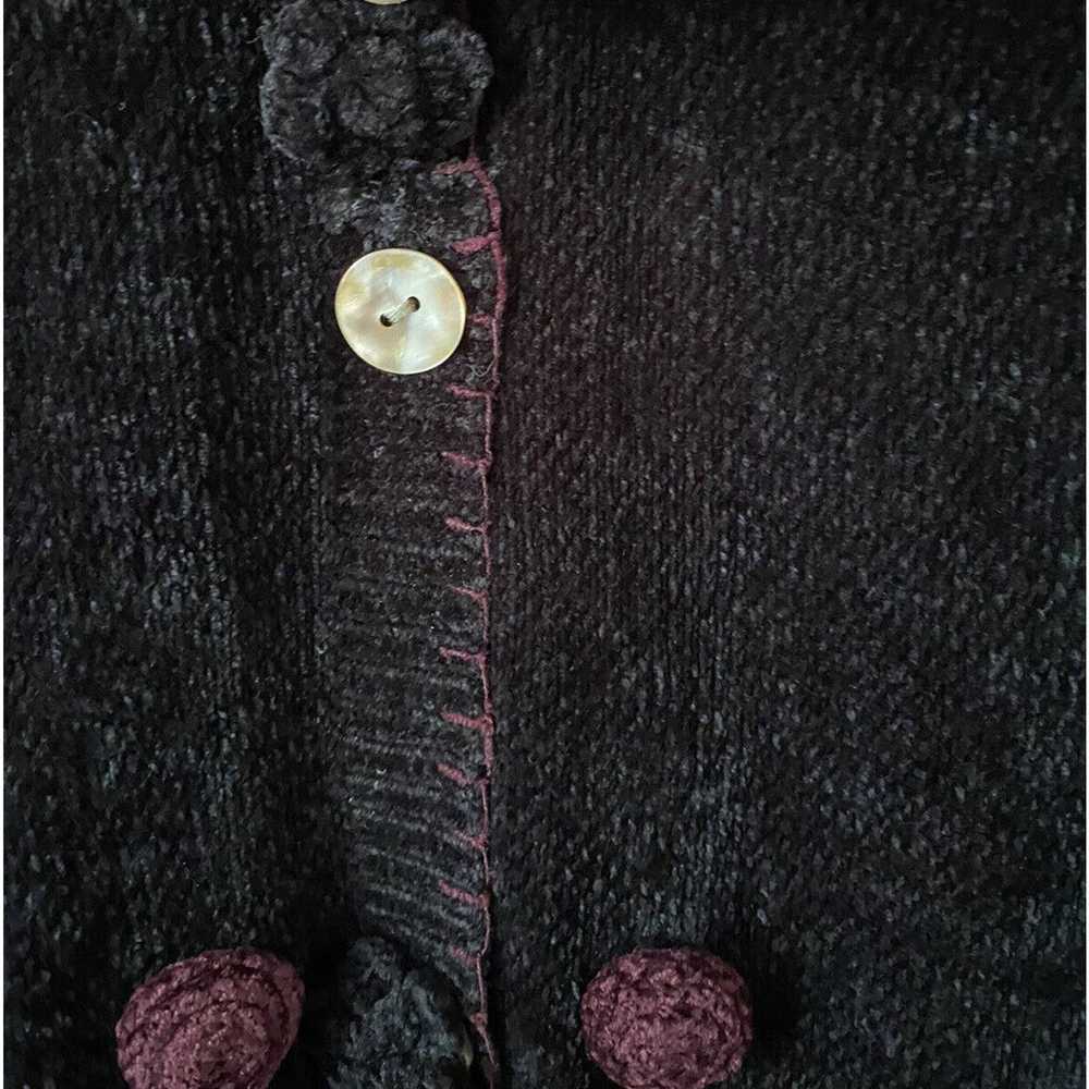 Vintage Papy Boez Black Knitted Sweater Cardigan … - image 6