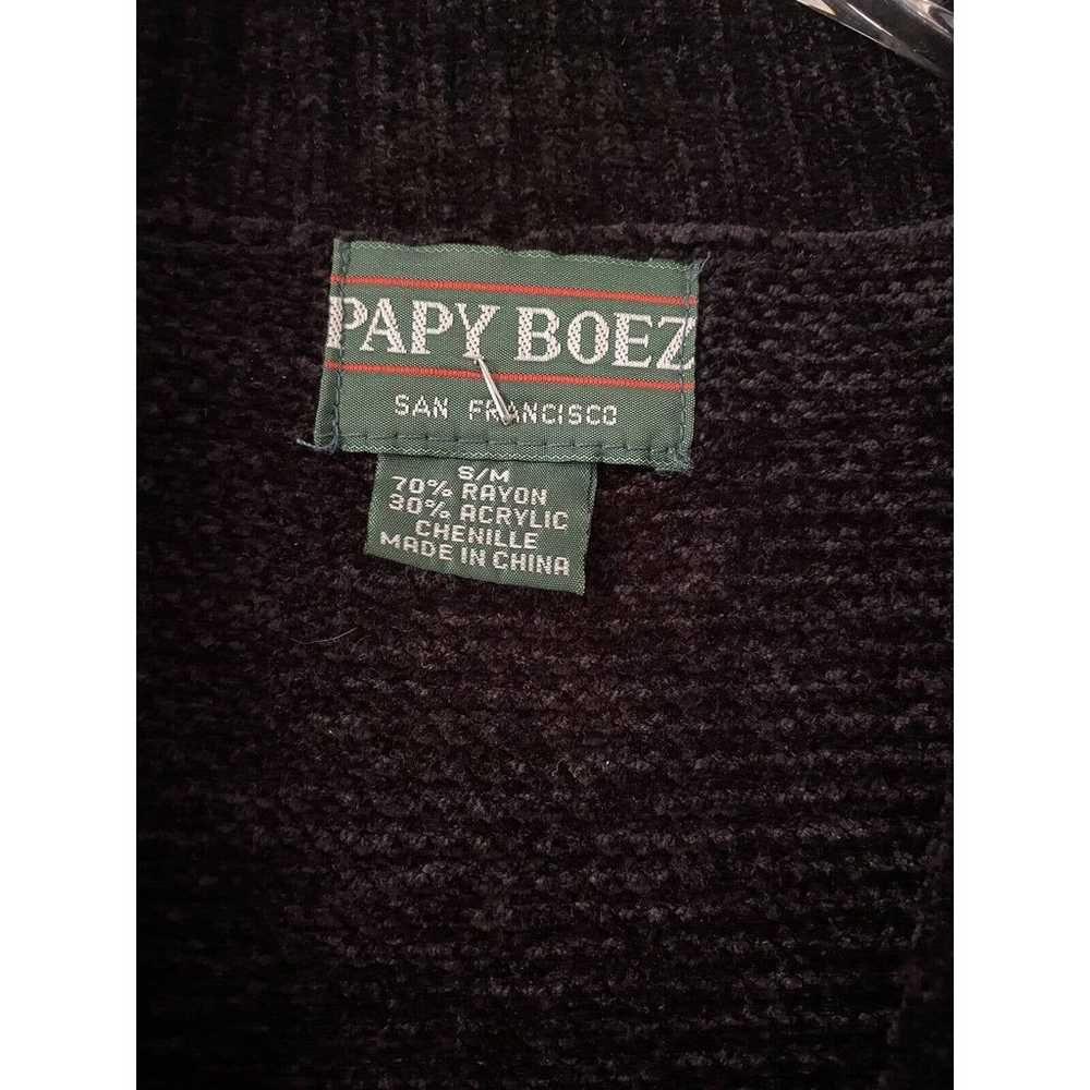 Vintage Papy Boez Black Knitted Sweater Cardigan … - image 7