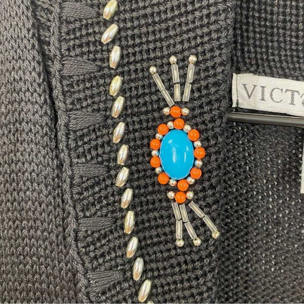 Vintage Victoria Jones Black Knit Southwest Beade… - image 2