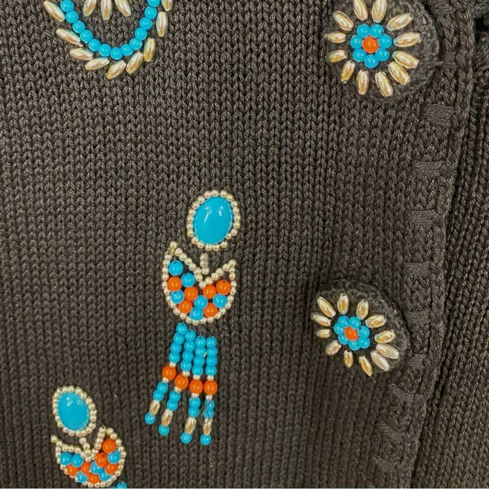 Vintage Victoria Jones Black Knit Southwest Beade… - image 3