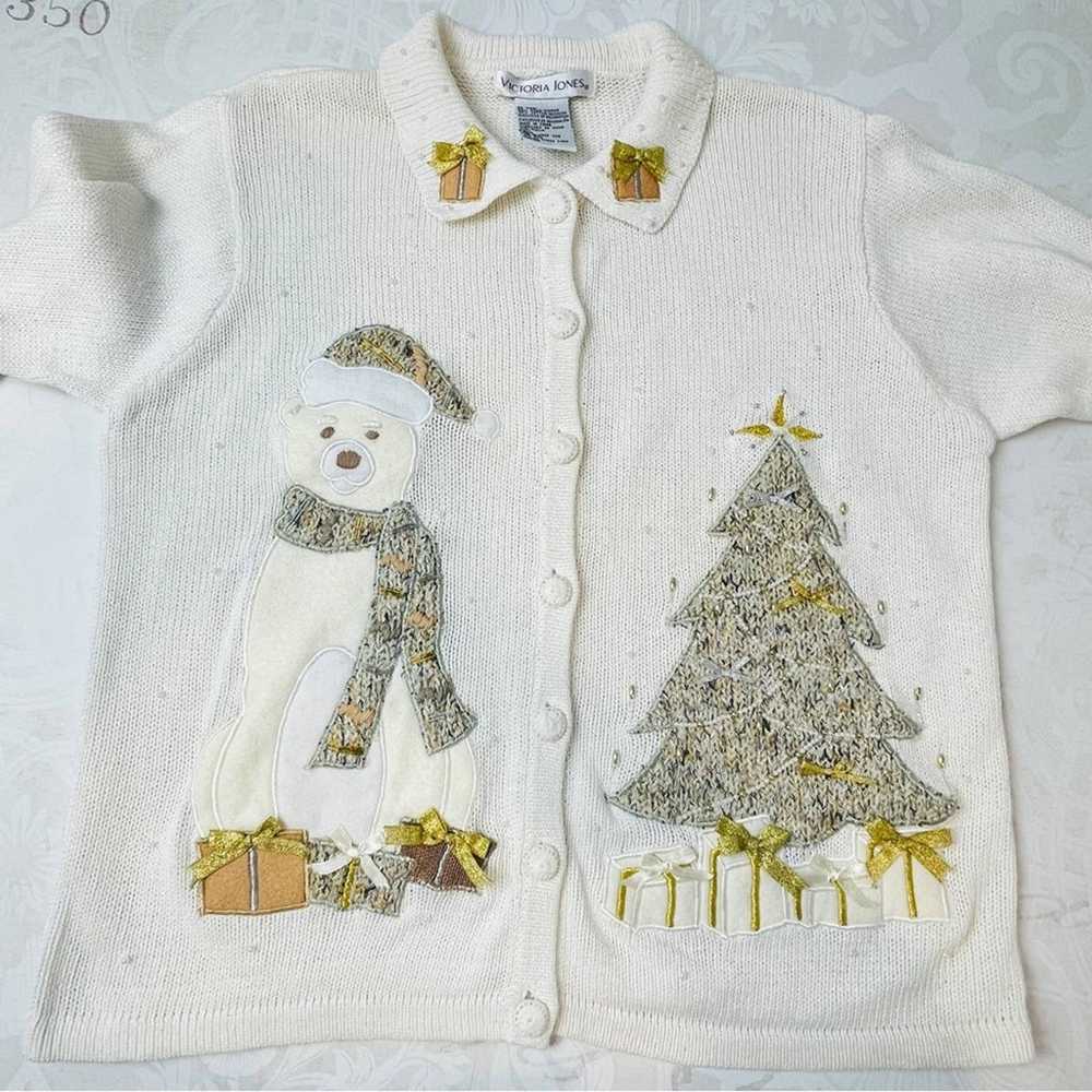 Victoria Jones Vintage Christmas Tree Sweater Pol… - image 11