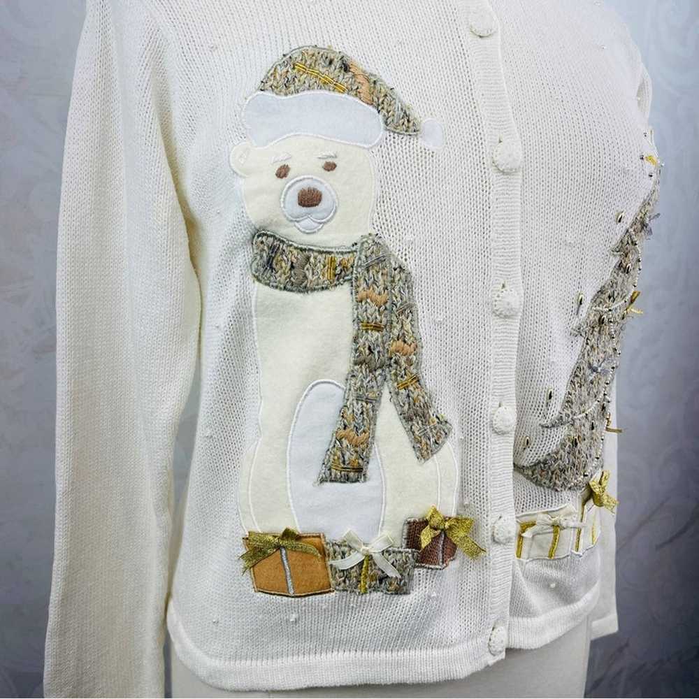 Victoria Jones Vintage Christmas Tree Sweater Pol… - image 3