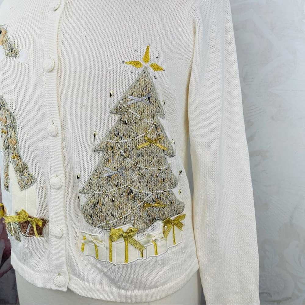 Victoria Jones Vintage Christmas Tree Sweater Pol… - image 4