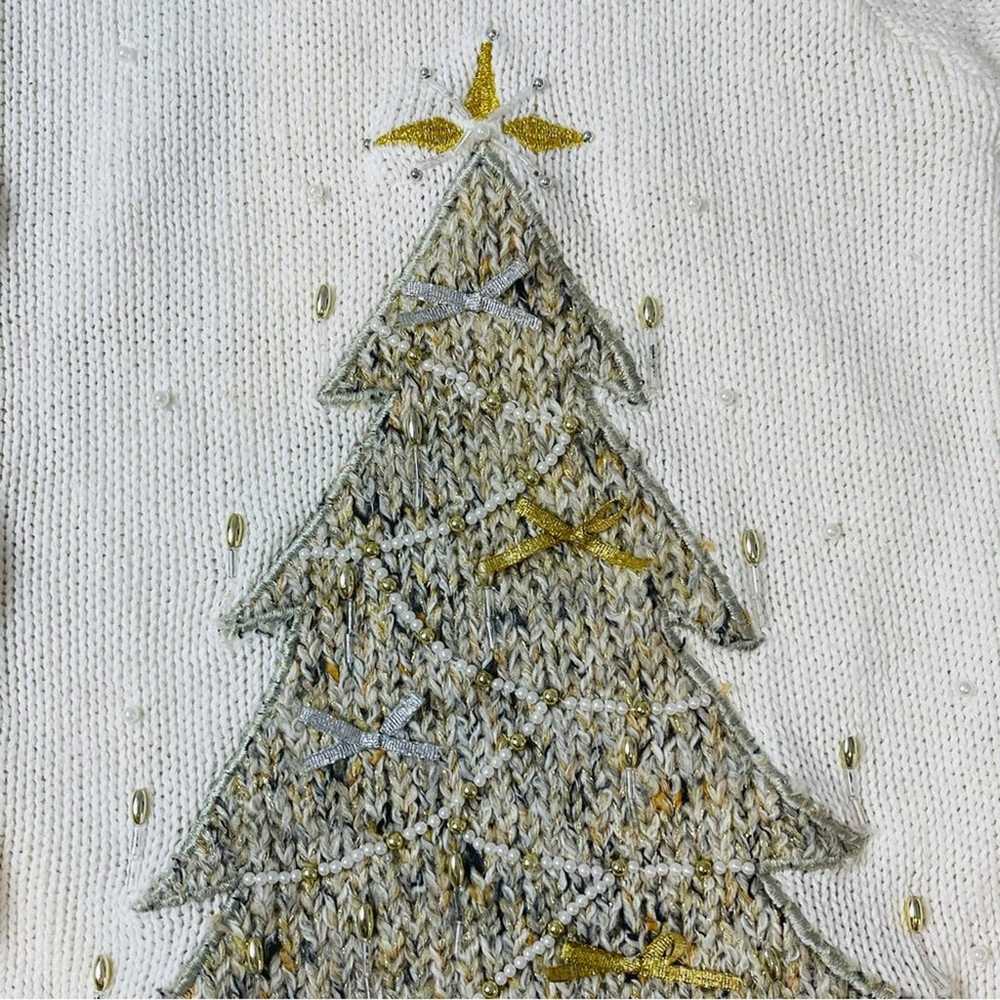 Victoria Jones Vintage Christmas Tree Sweater Pol… - image 5