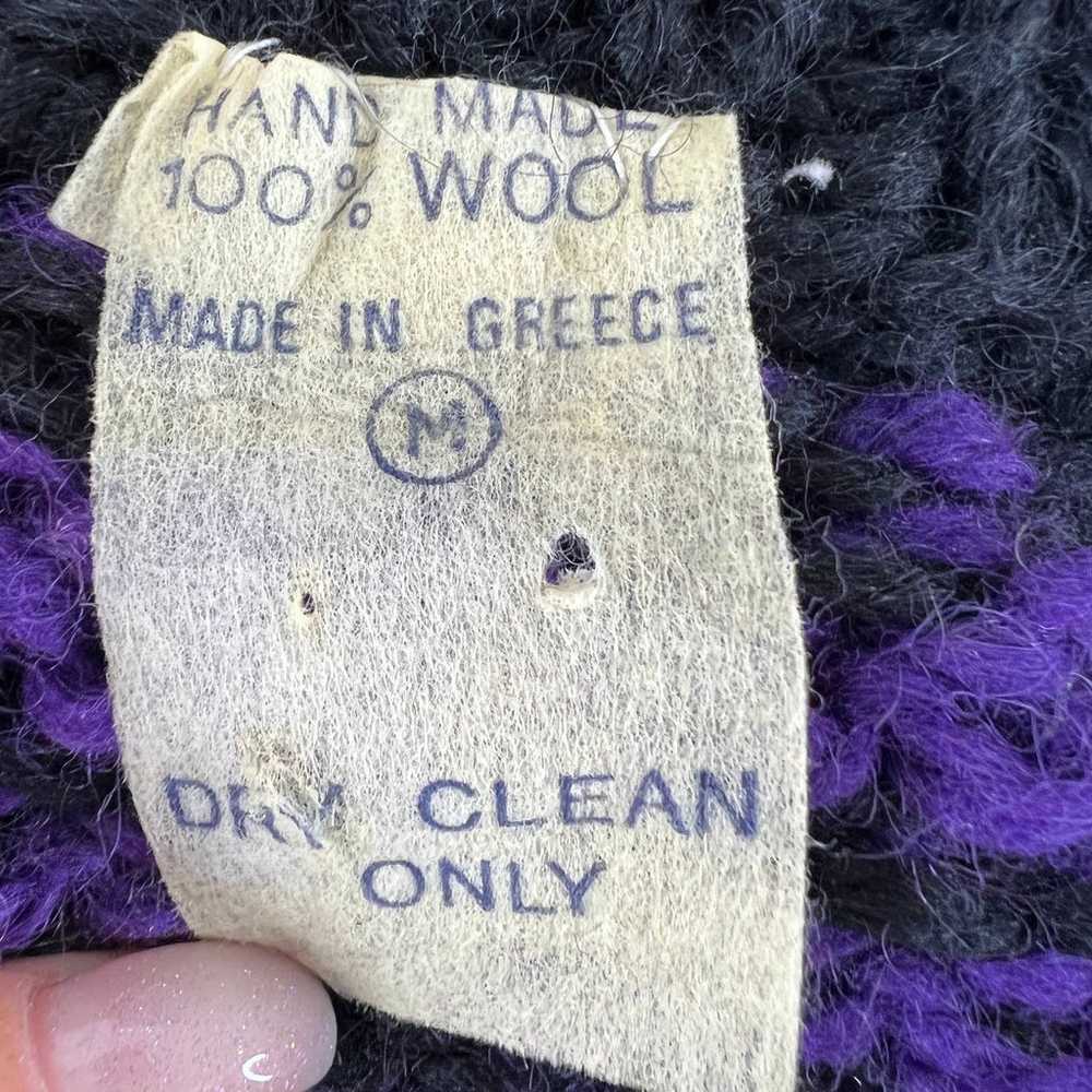 Vintage Handmade GREECE Fair Isle Chunky Knit Bla… - image 7