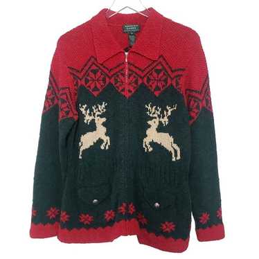 Lauren Ralph Lauren Vintage Hand Knit Reindeer Ca… - image 1