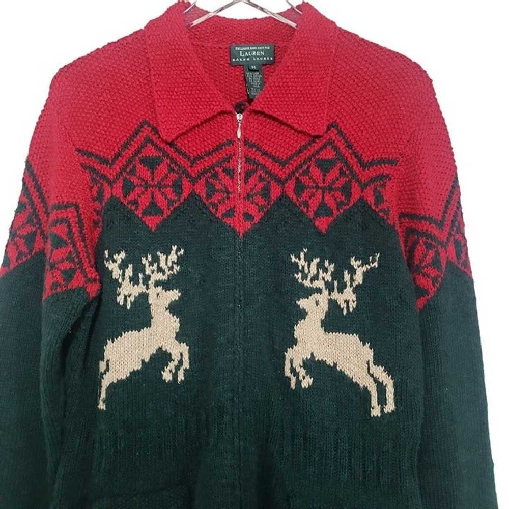 Lauren Ralph Lauren Vintage Hand Knit Reindeer Ca… - image 2