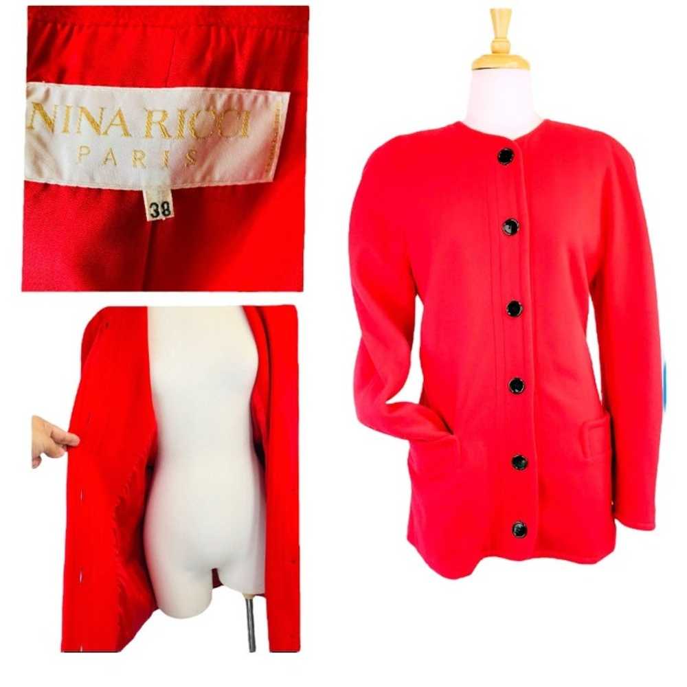 Nina Ricci Paris Vintage Boutique Red Cashmere Wo… - image 3