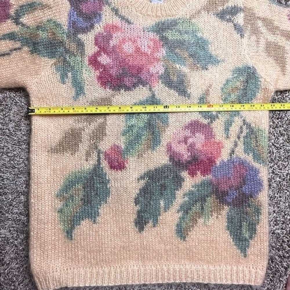 Vintage Talbots hand knitted mohair floral sweate… - image 3