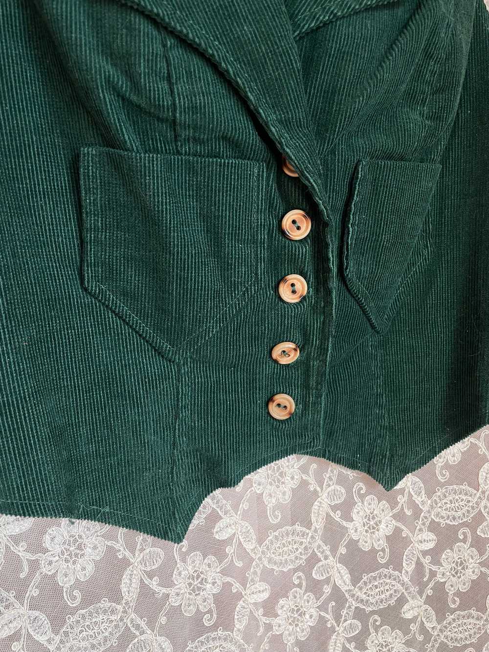 1970s Dark Green Emerald Corduroy Vest - image 10