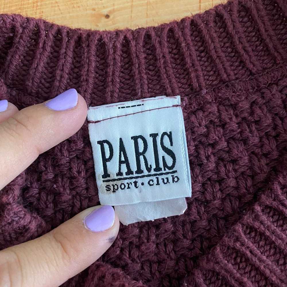 VTG 90’s Paris Sport Club Cable-Knit Pullover - image 5