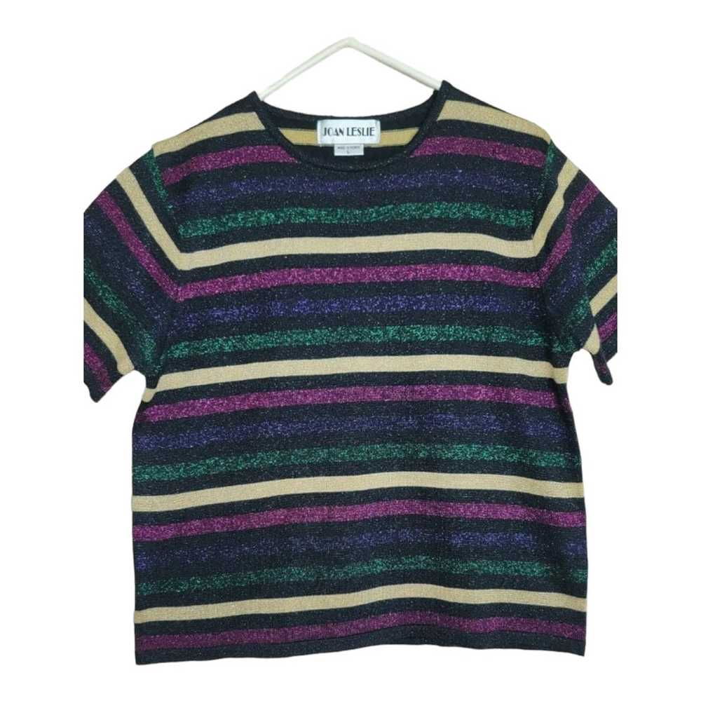 Vintage Joan Leslie Sweater Large Top Striped Shi… - image 1