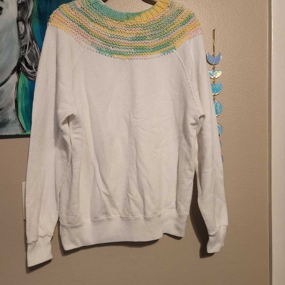 Sweater ooak handmade crochet white pastel vintag… - image 5