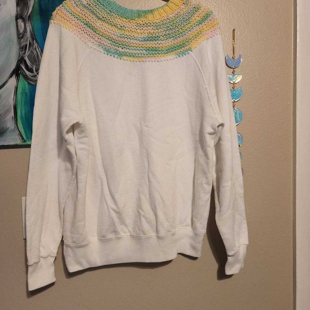 Sweater ooak handmade crochet white pastel vintag… - image 8