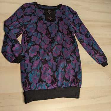 80s Vintage Floral Tunic Sweater - image 1