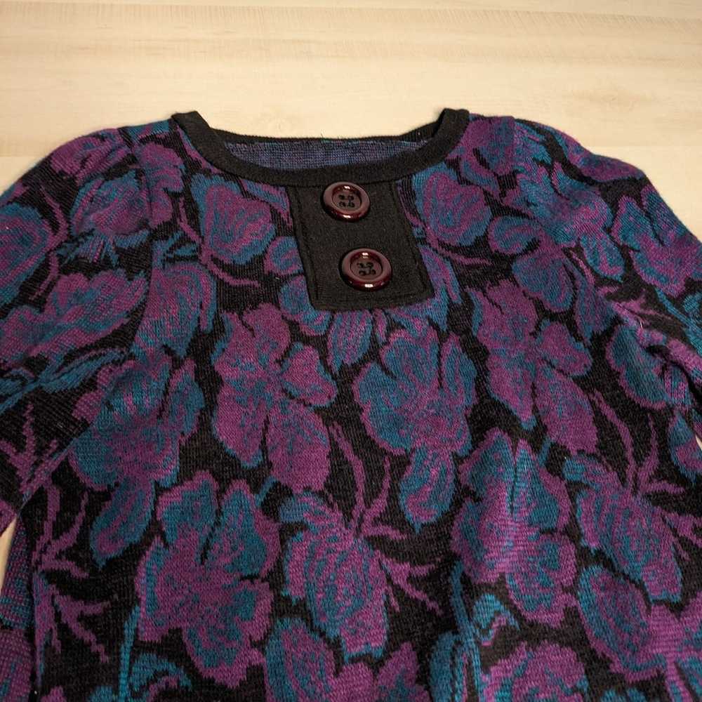 80s Vintage Floral Tunic Sweater - image 2