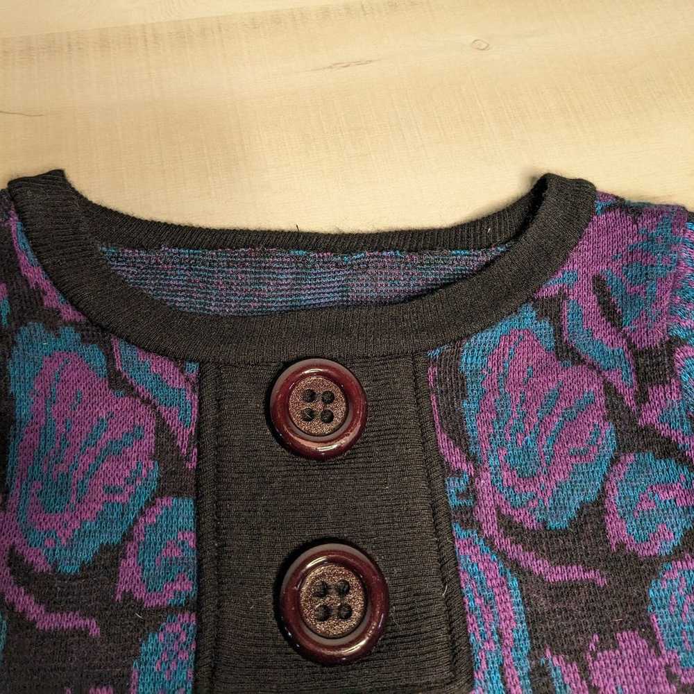 80s Vintage Floral Tunic Sweater - image 3
