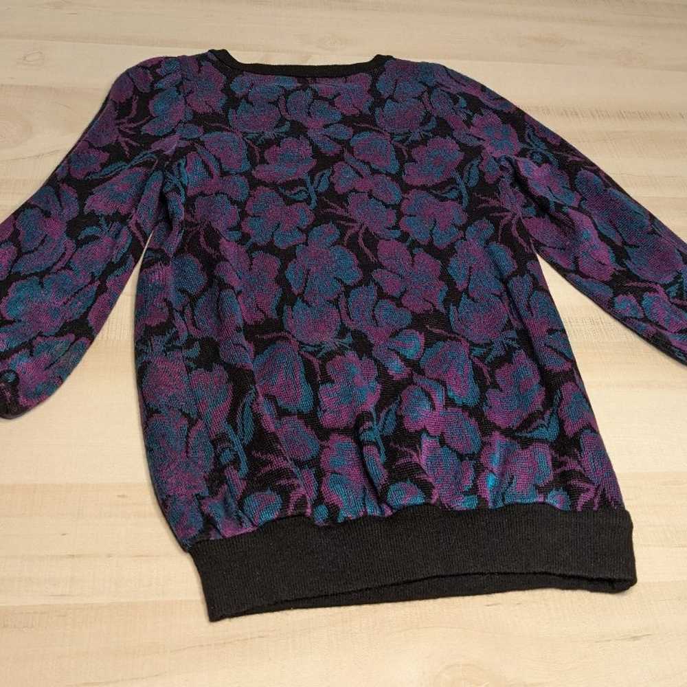 80s Vintage Floral Tunic Sweater - image 5