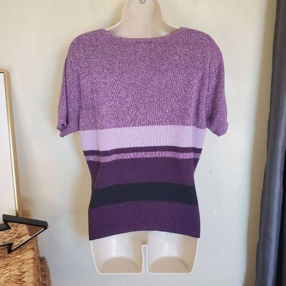 Vintage 80s Purple Striped Grandma Sweater - image 5