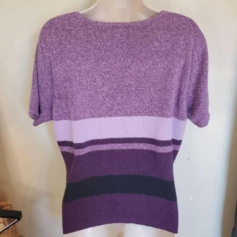 Vintage 80s Purple Striped Grandma Sweater - image 6