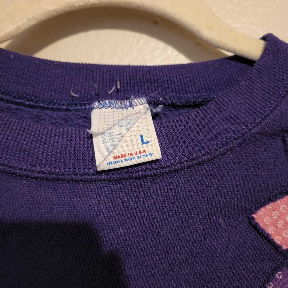 Homemade vintage large purple retro sweater quilt… - image 12