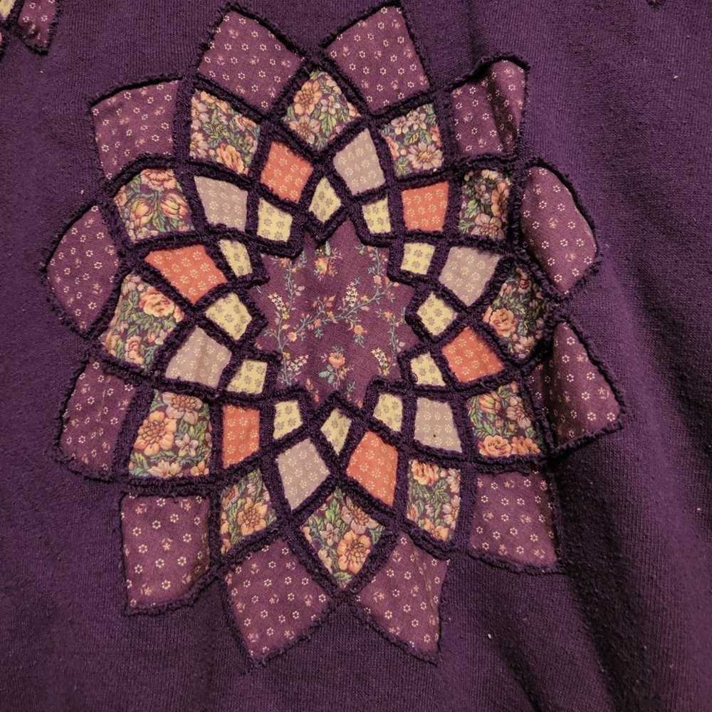 Homemade vintage large purple retro sweater quilt… - image 4