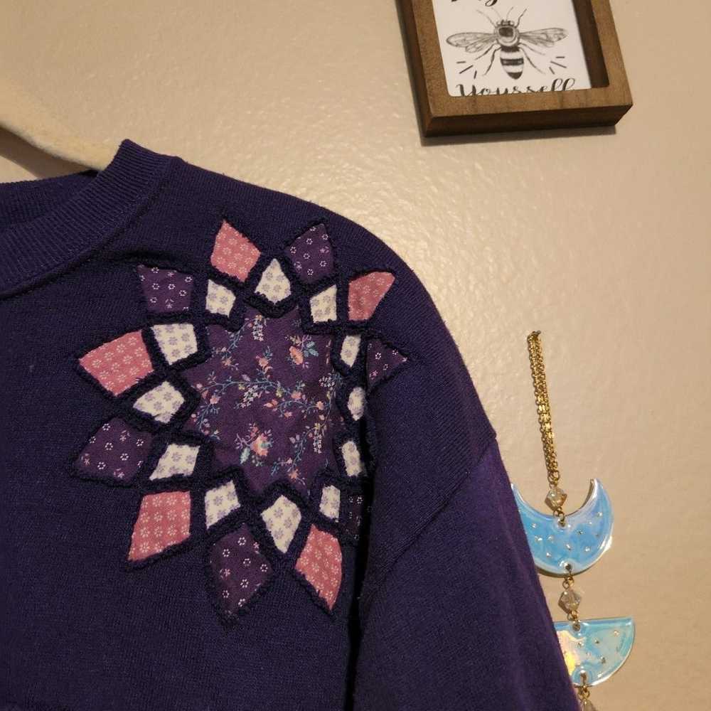 Homemade vintage large purple retro sweater quilt… - image 6