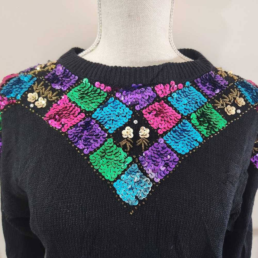 Vintage 80s Jessica Stevens Sweater Size Large Bl… - image 3
