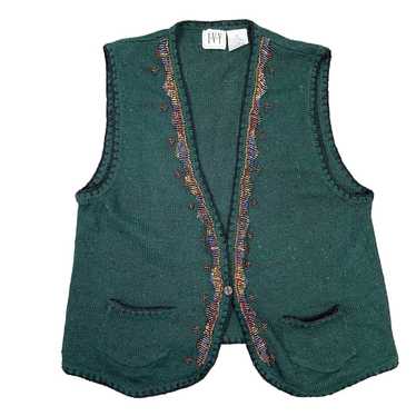 Vintage, Ivy, Silk Blend Green Sweater Vest, US W… - image 1