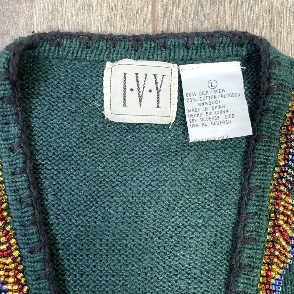 Vintage, Ivy, Silk Blend Green Sweater Vest, US W… - image 3