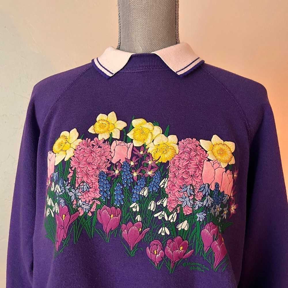 Vintage Morning Sun • Flower Sweatshirt • Sz Large - image 7