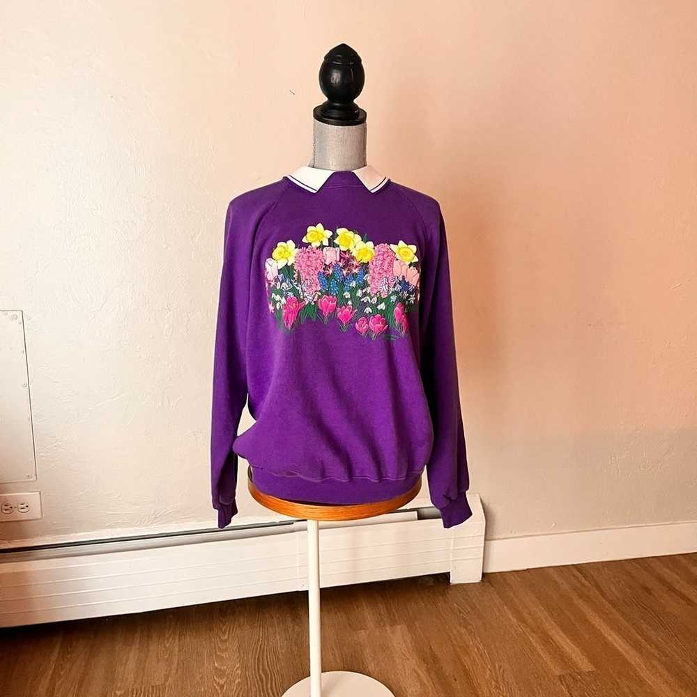 Vintage Morning Sun • Flower Sweatshirt • Sz Large - image 9