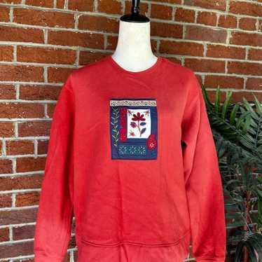 Vintage Grandmacore Sweatshirt Patchwork Embroider