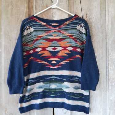 Blue Aztec Sweater - image 1