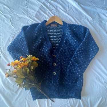Vintage blue patterned grandpa sweater - image 1