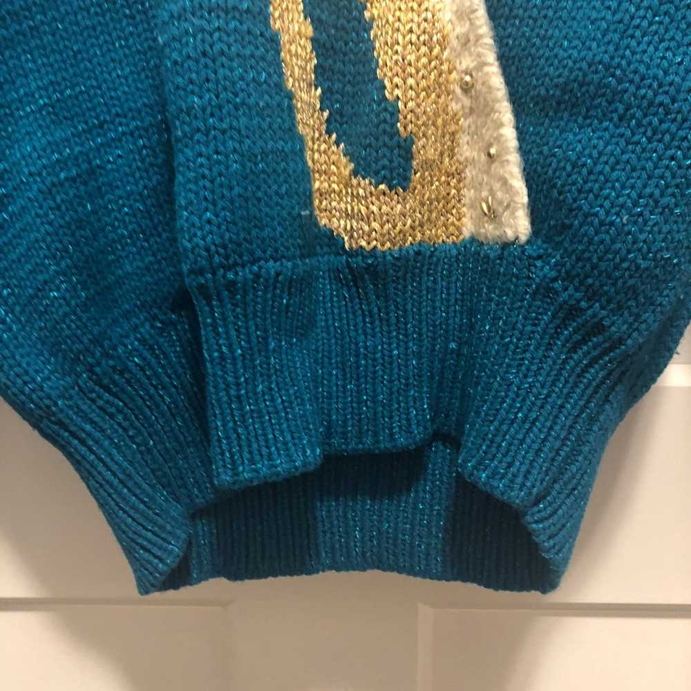 Vintage gold and teal sweater medium - image 4