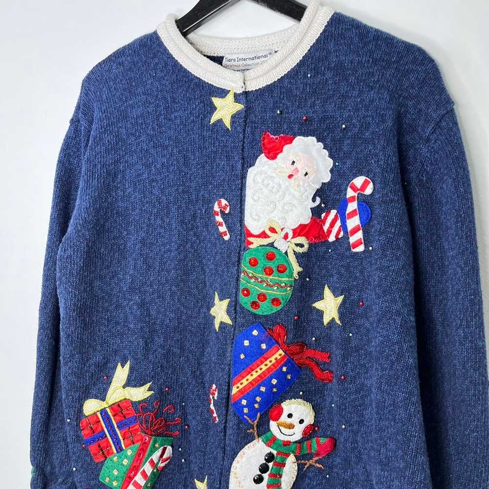 Vintage Christmas Cardigan Button Up Sweater - image 2